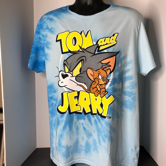 Tom and Jerry Tie Dye Tee Shirt Blue/Gray - Picture 2 of 7